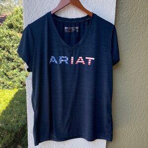 Ariat Dark Blue V-Neck Tee with Logo